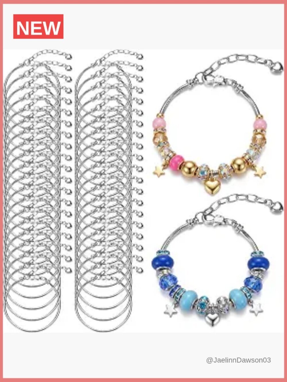 27 Pc Snake Charm Bracelet Chain DIY Jewelry Making Adjustable Heart Extender